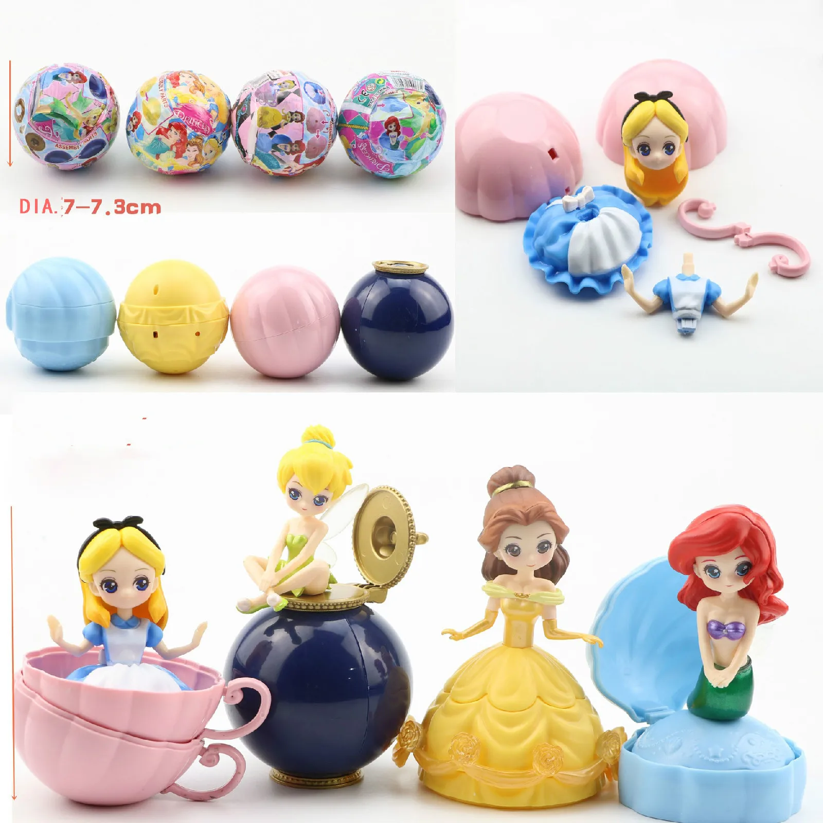 Action Princess Figure Toys Mysterious Gashapon Princess Alice ARIEL DAZZLES BELLE Twisted Egg Toys Girls Gifts