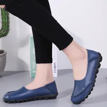 Женские однотонные удобные туфли из натуральной кожи с мягкой подошвой без застежки; женская обувь для медсестры в стиле ретро; обувь на плоской подошве; Прямая поставка; большие размеры