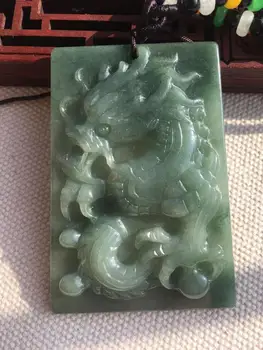 

100% Genuine green yu pendant Hand Carving handmade men dragon yu necklace jewelry add certificate