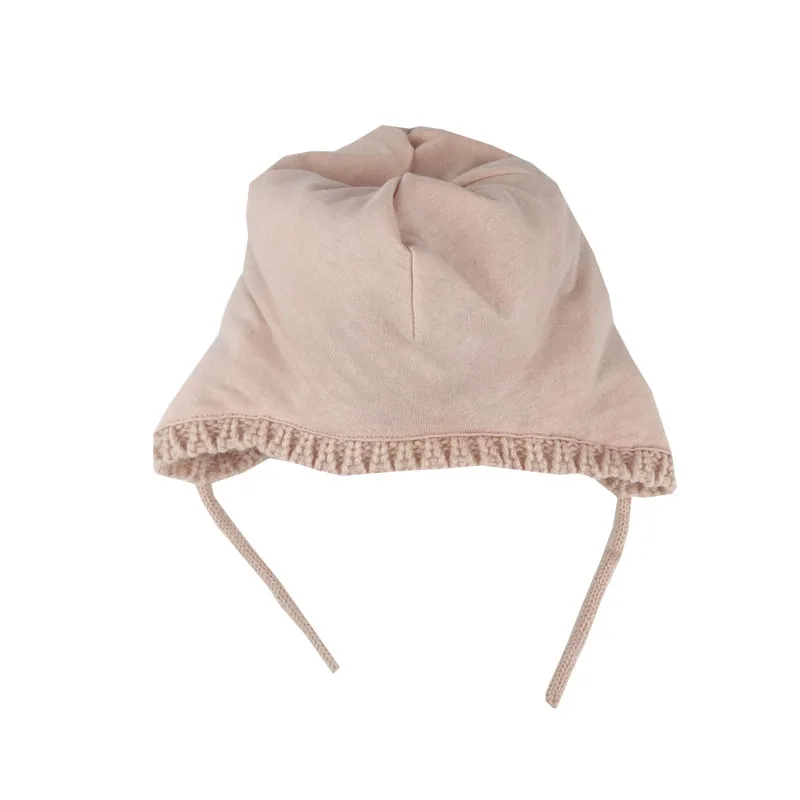 Комплект детской шапки и шарфа, зимняя теплая вязаная шапка с хлопковой подкладкой и подходящий шарф, бежевый и розовый комплект для девочек, От 1 до 6 лет
