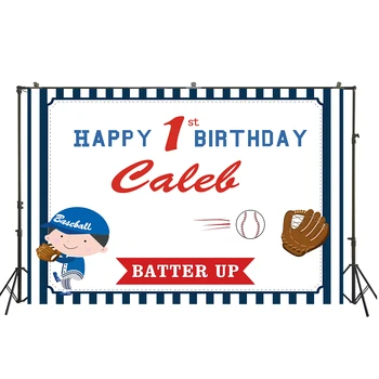 

Batter Up Baseball Theme Happy 1st Birthday Photography Backdrop Baby Boy Portrait Photophone Photo Studio Background W-3549