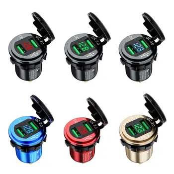 

Waterproof Dual QC3.0 USB Fast Charger Power Outlet LED Voltmeter for Car Marine 667C