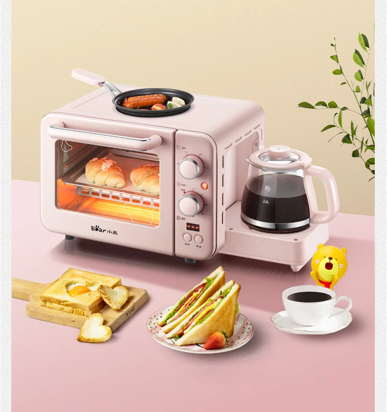 3in1 mini horno placa de parrilla toastofen desayuno máquina con máquina de café 