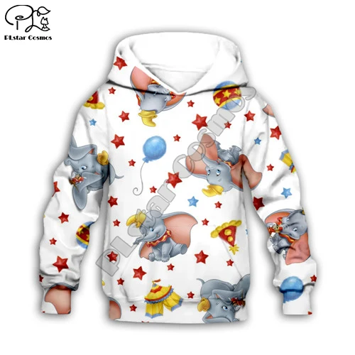 Chlid Kids Dumbo 3d print Cartoon Hoodies autumn long sleeve Sweatshirts zipper Baby Girl boy kawaii pant - Цвет: Kids  hoodies