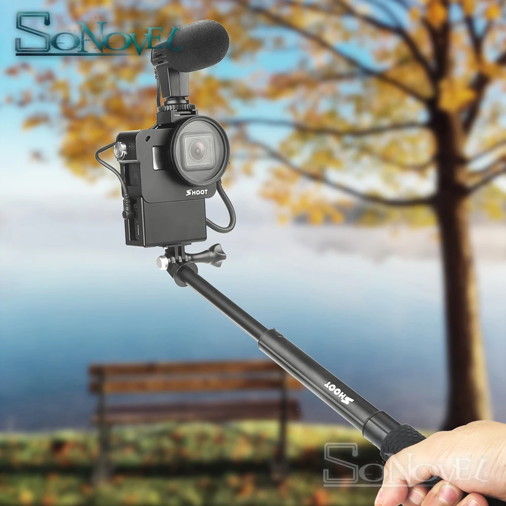 Защитный чехол-клетка для GoPro Hero 7 6 5, черное крепление для микрофона Vlog Cage, Корпус Корпуса, рамка, чехол для холодной обуви