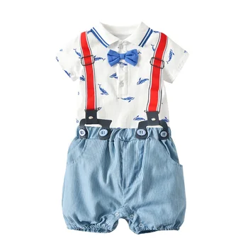 

Boys Clothes Fashion Outfit Set Strap Pants with Romper Cute Baby Boy Suspender Outfit Photography Props Birthday Clothes Boy