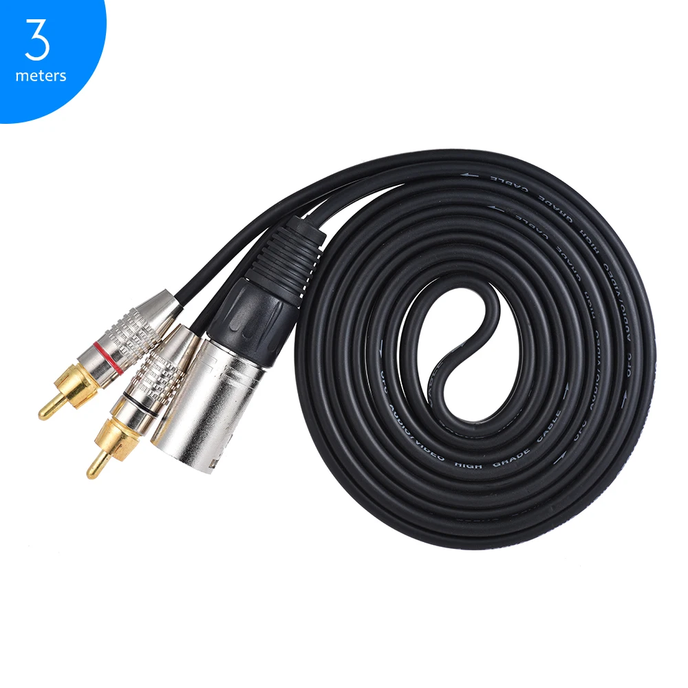 1 XLR кабель для мужчин 2 RCA штекер стерео аудио кабель Разъем разделительный провод шнур(5 метров/16.4ft) для микрофона микшерной консоли