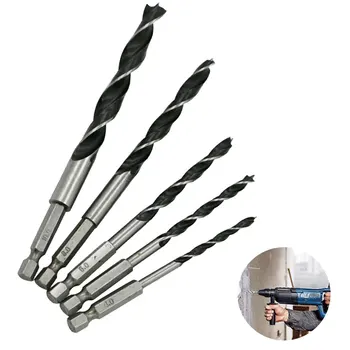 

4 to 10mm 5PCS Drill Bit Set Change Metal Tools 1/4 Hex Shank Wood Rustproof Woodworking Drill Hexagonal Shank