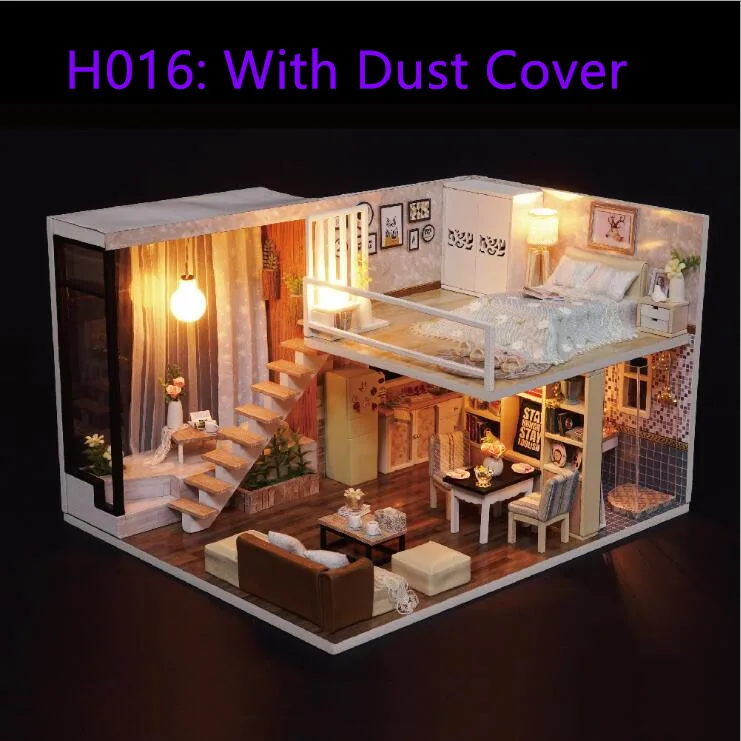 H016 Кукольный дом мебель DIY Миниатюрная модель 3D деревянный кукольный домик подарок Пазлы ручная работа сборка игры игрушки для детей мальчик дети A013 - Цвет: H016