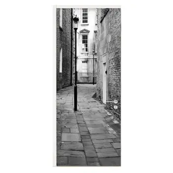 

Black White Street Scene Sticker Waterproof Wallpaper Kitchen Window Door Decorative Sticker Factory Supply Drop Shipping