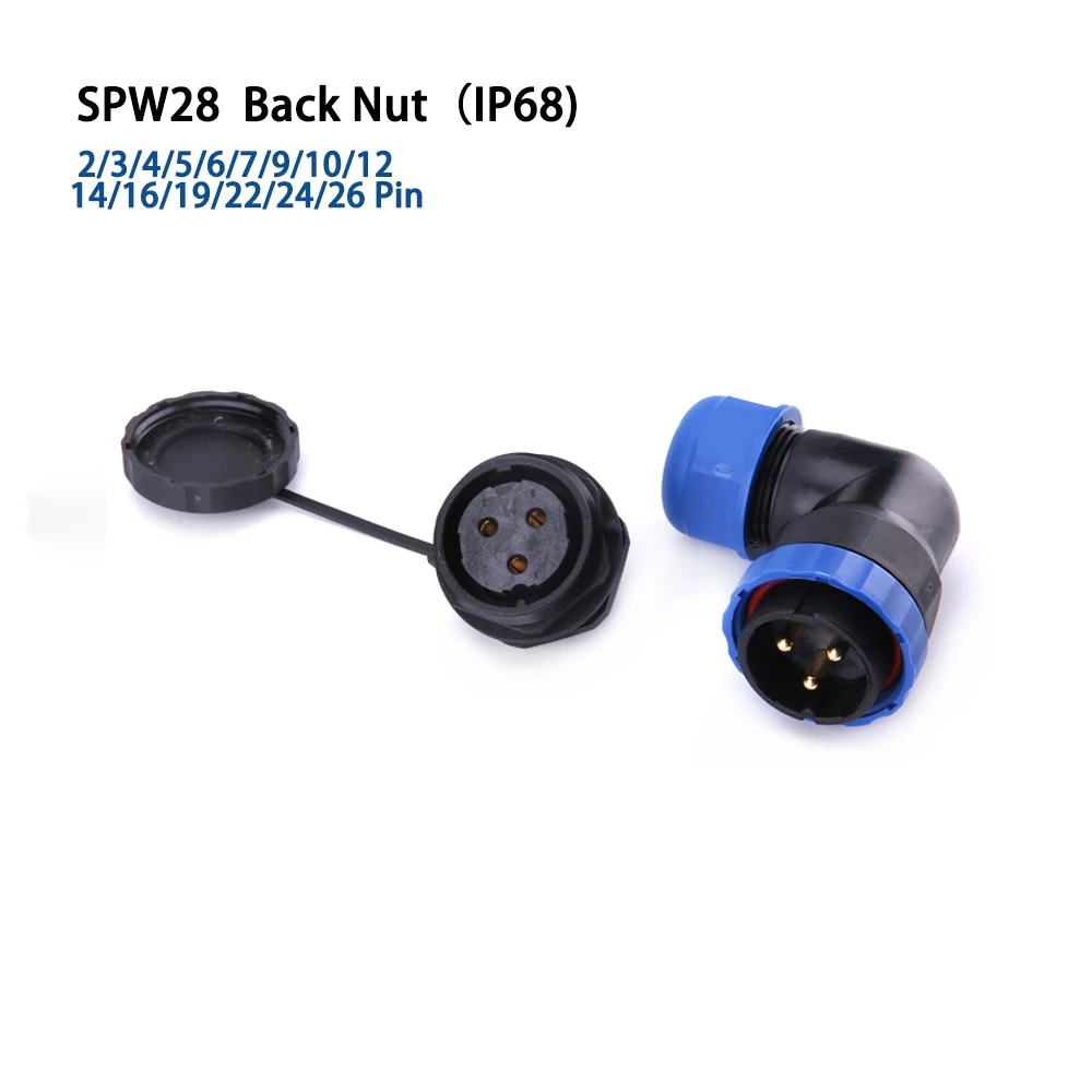 

SP28 IP68 Elbow Back Nut waterproof cable connector 2/3/4/5/6/7/9/10/12/14/16/19/22/24/26 Pin aviation cable connectors