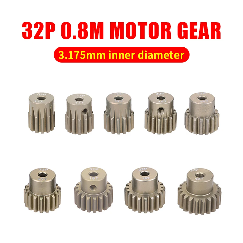 Set Pignoni Motore Per Auto RC - 4 Pezzi 13T/14T/15T/16T, 32P 3.175mm, In Lega Alluminio - Foto 6