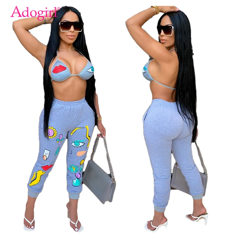 Adogirl вышивка губ для глаз женский сексуальный комплект из двух предметов