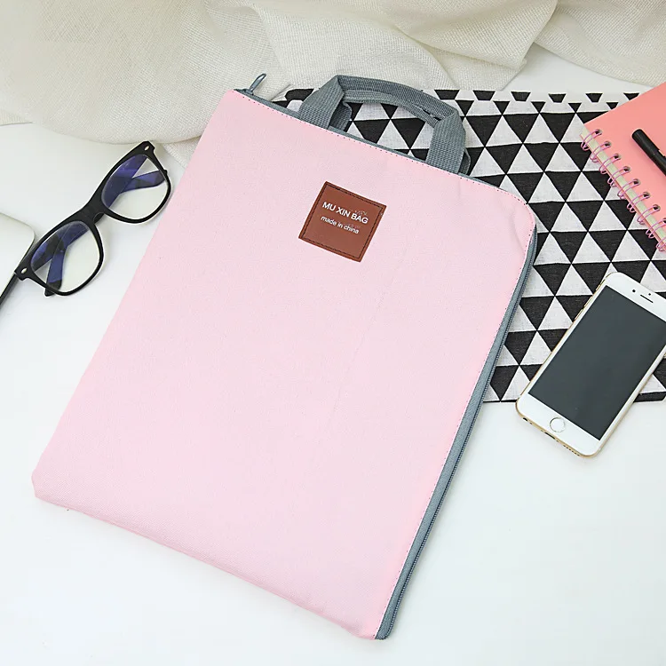 Large Canvas A4 File Folder Document Bag Business Briefcase Paper Storage Organizer Bag Stationery School Office Supplies