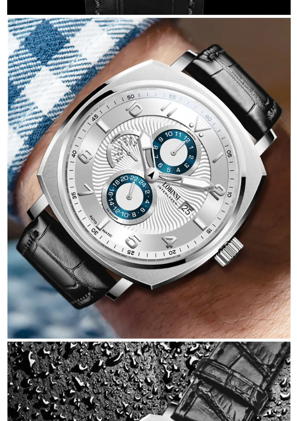 Lobinni 2021 New Luxury Brand Sapphire Crystal Men Automatic Mechanical Watches Luminous Date Window Waterproof 50m Wristwatch