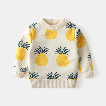 

Boys Sweater Autumn 2020 new knitted pineapple baby sweaters kids toddler cute Thickening cotton fall Plus velvet winter