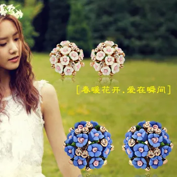 

2020 Promotion Earings Aretes Odd Fu Han Edition Ear Clip Accessories Lovely Ceramic Stud Earrings Flower Wholesale