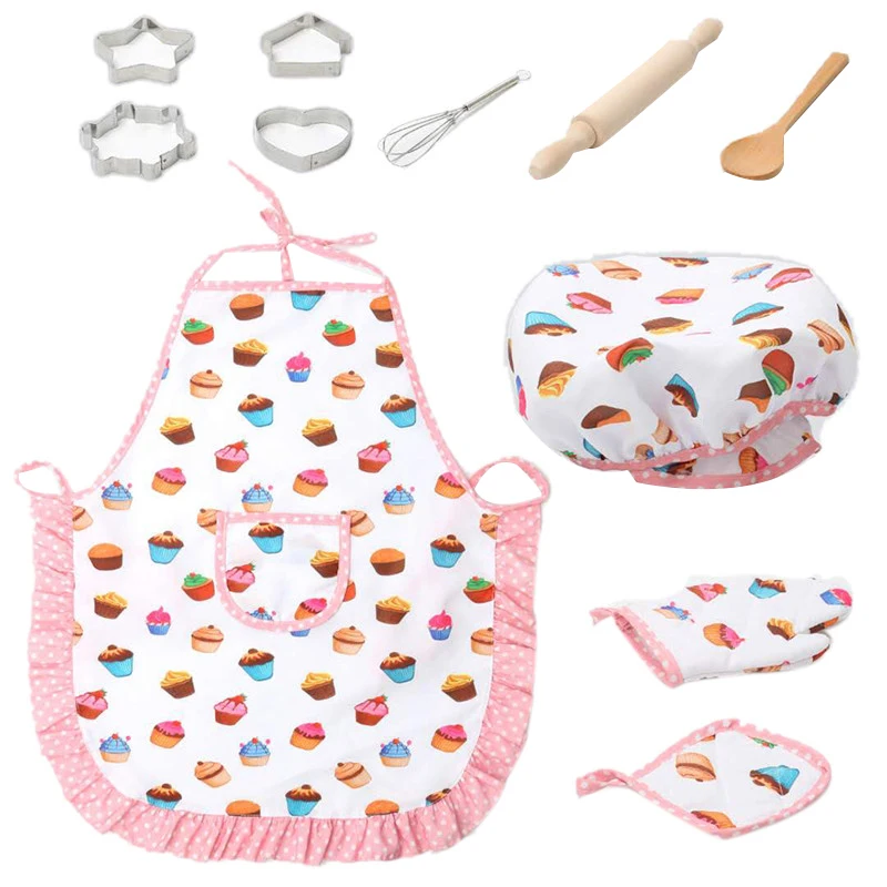 Детский набор для приготовления пищи и выпечки-11 шт. одежда для кухни ролевые игровые комплекты фартук шляпа забавная игрушка для детей