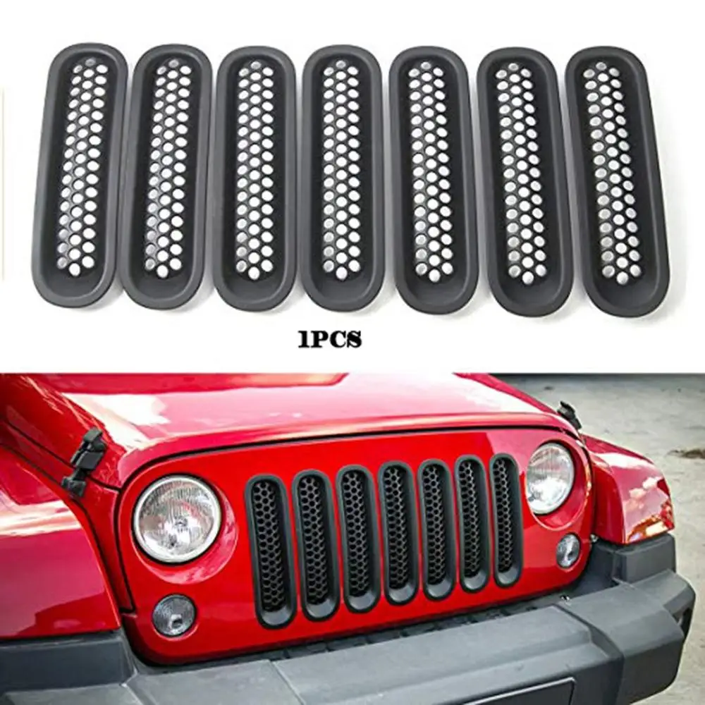

For Jeep Wrangler Mesh Grille 7Pcs Set Snap-On Medium Mesh Ring With Card Car Insect Net Car Modification Accessories