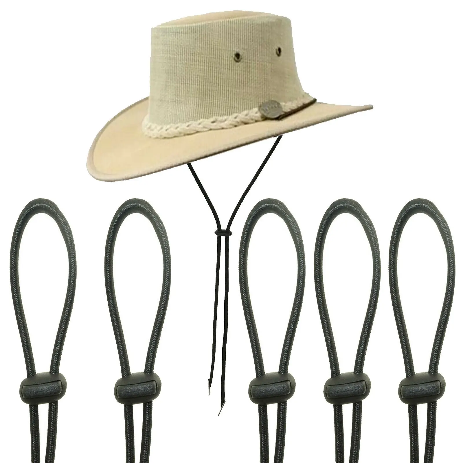 5x Hat Chin Cord, Flexible Removable Chin Strap & Spring Loaded Stop Cord  Lock - AliExpress
