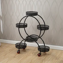 Многослойная вешалка для цветов из кованого железа на колесах в европейском стиле, угловая полка для гостиной, передвижная полка для балкона, простая садовая стойка для бонсай