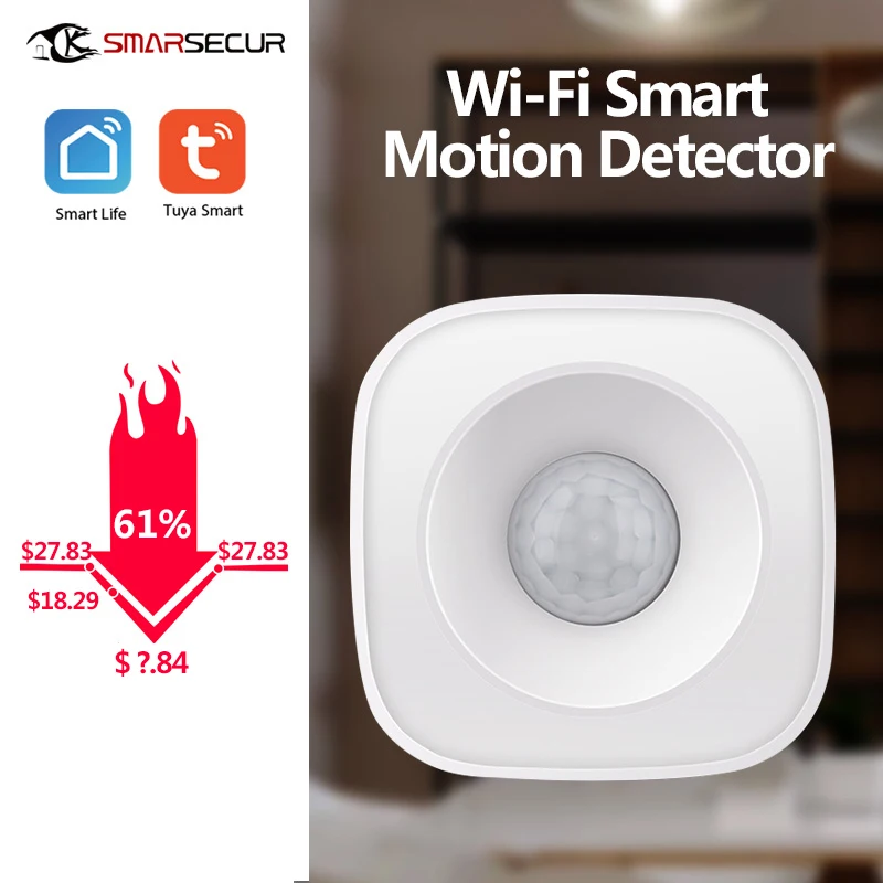 Sensor de movimiento PIR inalámbrico, Detector de movimiento WIFI, aplicación Smart Life, sistema de seguridad para el hogar