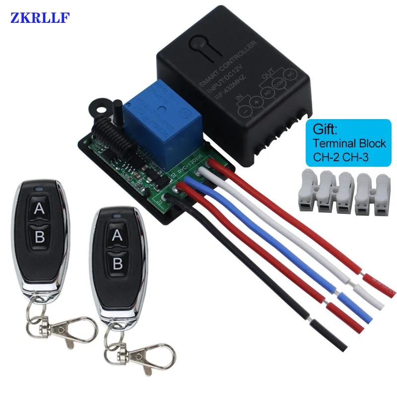 Universal Wireless Remote Control Switch DC 12V 1CH 433Mhz Relay Receiver and AB buttons RF Transmitter Electronic Lock Control DIY2-1