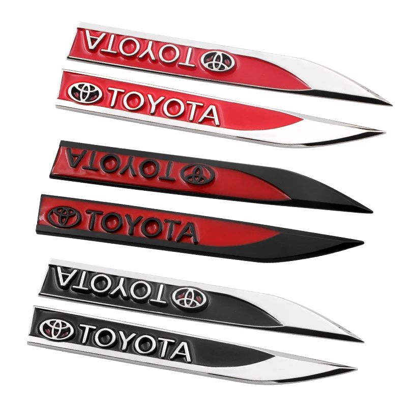 

2 PCS Car Blade sticker Car fender metal sticker For toyota corolla chr auris rav4 yaris avensis Car body decoration sticker