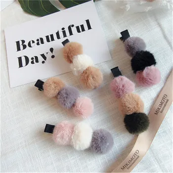

Girls Hairpins with Small Lovely Soft Fur Pompom Mini Ball Gripper Hairball Pom Hairclips Children Hair Clip Hair Accessories