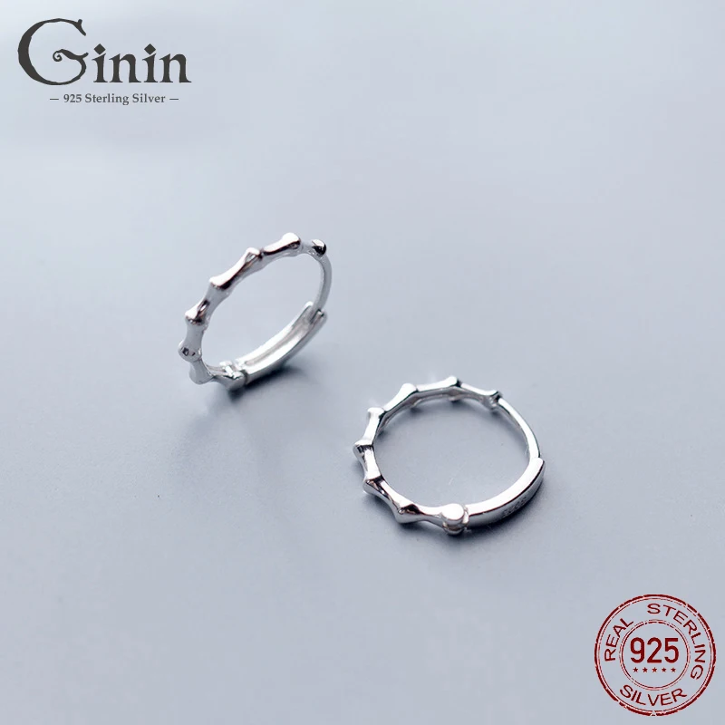 

Ginin Pure 925 Sterling Silver Hoop Earrings for Women Korean Style 2021 Trendy Bamboo Joint Sweet Elegance Round Ear Jewelry