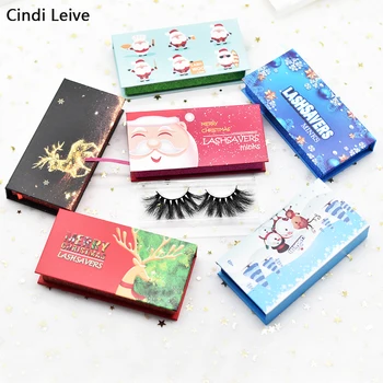 

Christmas Beauty Mink Eyelashes Packaging Boxes In Bulk Dropshipping Lashes Case Wholesale Magnetic Eyelash Makeup faux cils