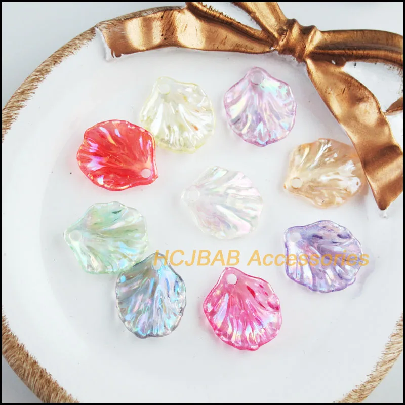 

70 New Leaves Charms Mixed Acrylic Petalage Flower Pendants 15x17mm