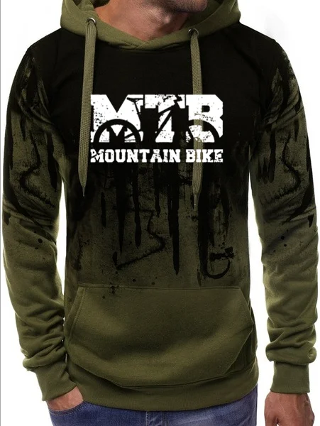 Горный велосипед Винтаж MTB Состаренный дизайн толстовки мужские толстовки 2019nht - Цвет: Армейский зеленый