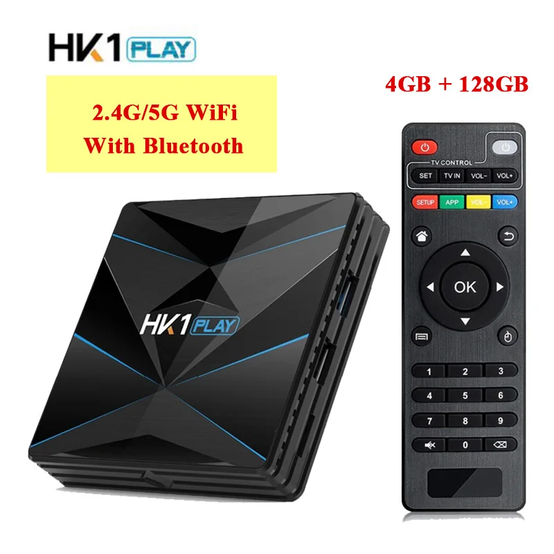 4G 128G Dual WiFi BT 10pcs/lot DHL free Android 9.0 Smart TV Box HK1PLAY Amlogic S905X2 Quad Core Set Top Box BT WIFI H.265 HD Media Player 4G128G - Color: 4G 128G Dual WiFi BT