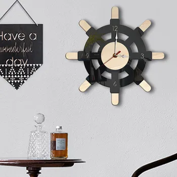 

Wall Clock For Living Room Easy To Install Nordic Style Creative Rudder Acrylic Wall Clock Unique Design 28 X25cm G3