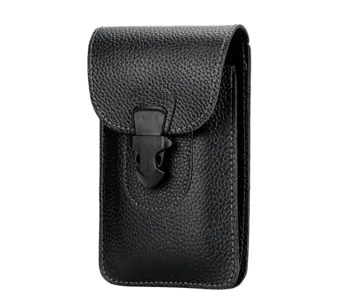

6.5-Inch Double Layer Mobile Phone Bag Multi-functional Wear Leather Belt Men's Wallet Embossed Leather PU Verticle Belt Pannier