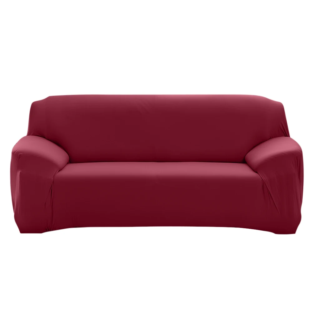 3 Seaters Wine Red Polyester Sofa Covers For Living Room Spandex Stretch Sofa Cover Strapless Slipcover Removable Washable Sofa Cover Elastic - Цвет: 3 Seaters Wine Red