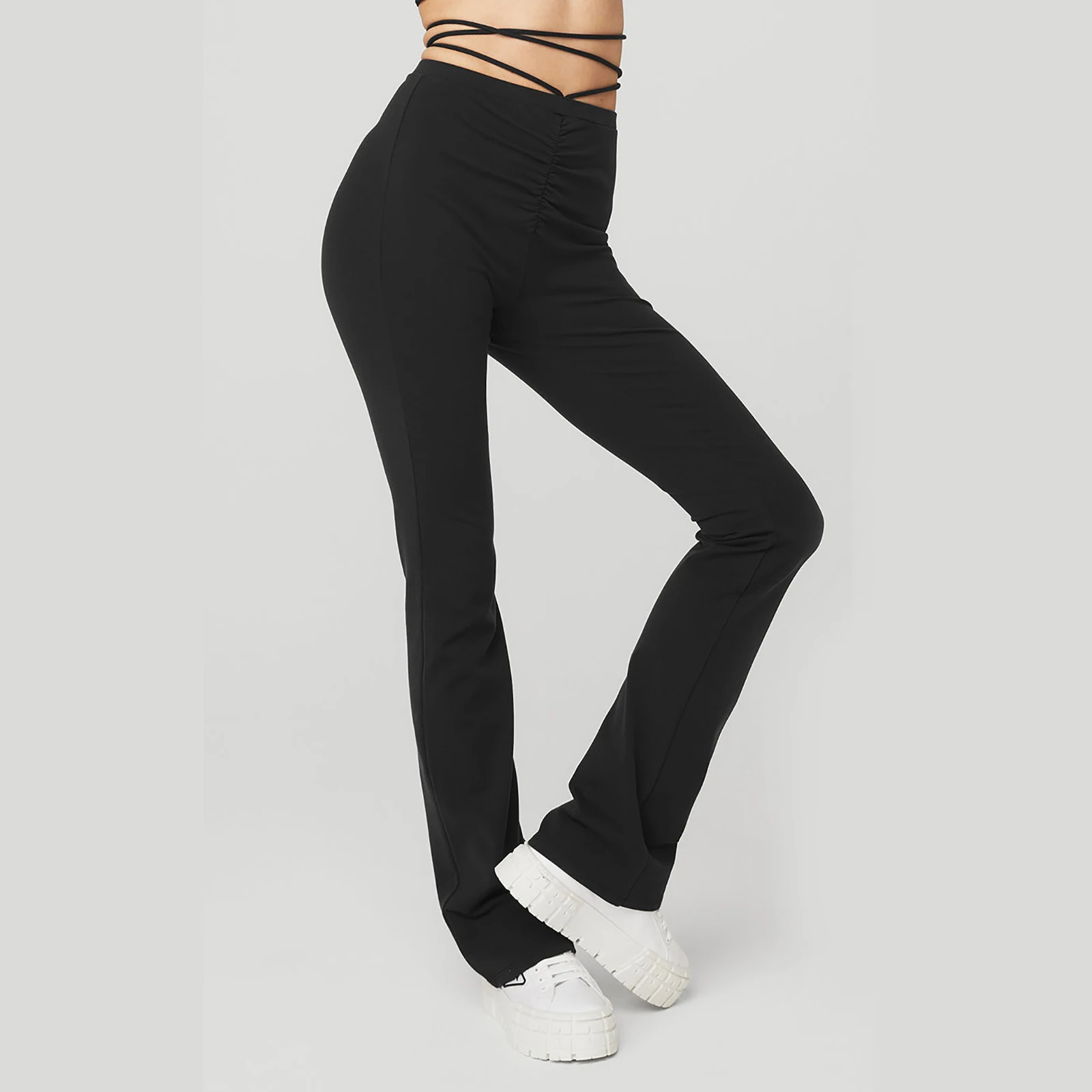 High Waist Cinch Flare Women Leggings Tummy Control Workout Bootleg Pants Flared Work Dress