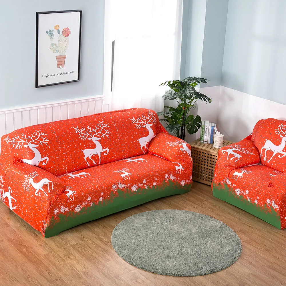 Funda elástica de Navidad para sofá, cubierta completa seccional, para