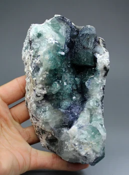 

BIG! 860g Natural rare QR code blue-green fluorite cluster mineral crystal specimens Stones and crystals Healing crystal