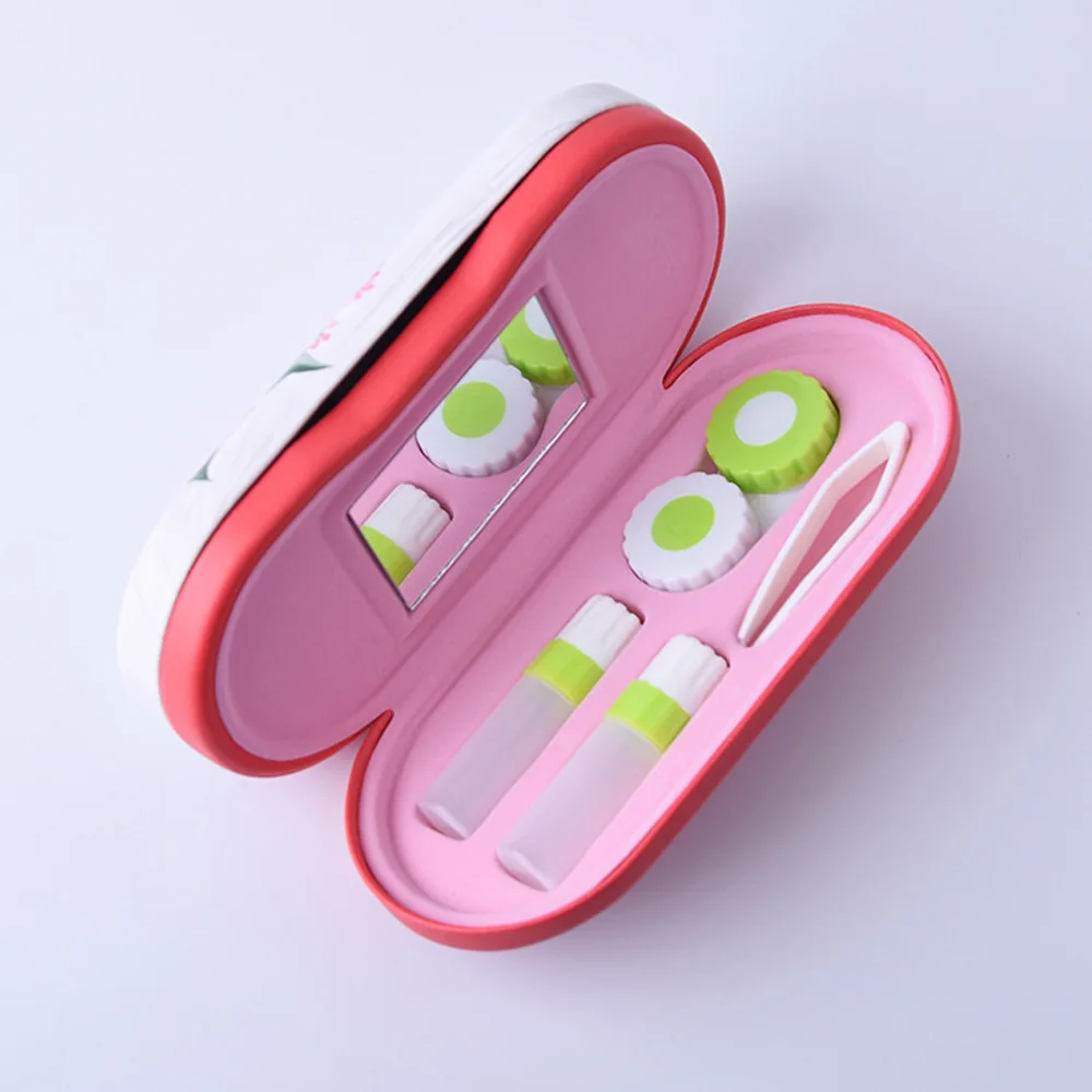 Cute Chinese style Contact Lens Case Dual Use full function Convinent Glasses Box Leather Contact Lenses 5