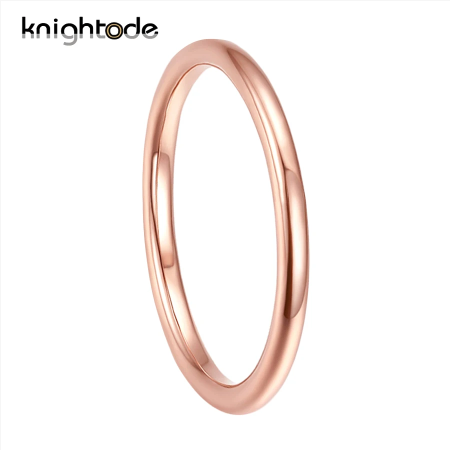 

2mm Wedding Band Classic Rose Gold Tungsten Carbide Ladies Rings Dome Polished Comfort Fit