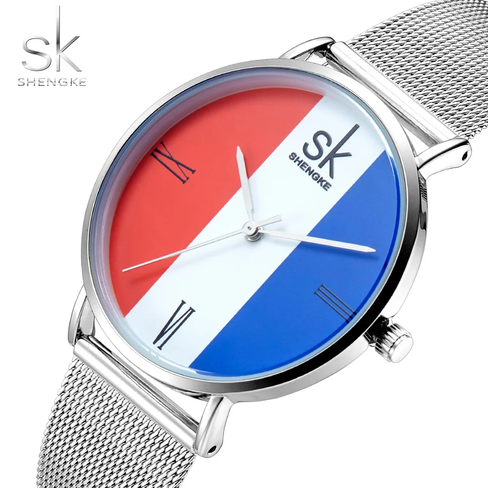 

SK Watch Women Watches Fashion Ladies Luxury Brand Quartz Wristwatch National flag Design Clock reloj mujer relogio feminino