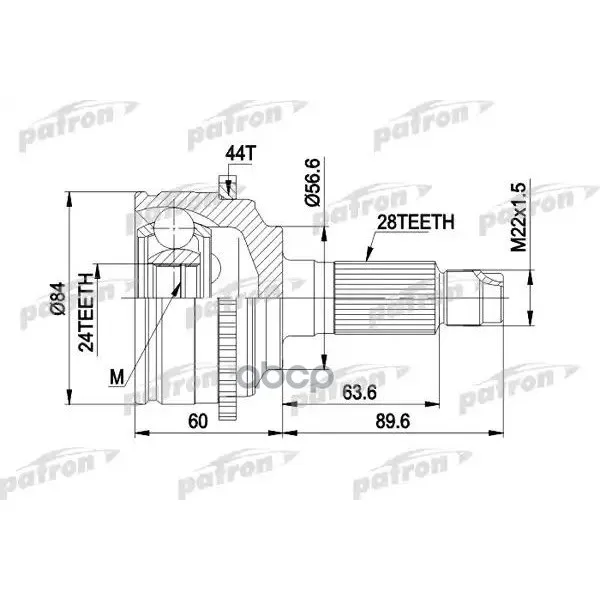 Шрус Наружн К-Кт Mazda: Xedos 9 93- Abs, Ford: Escape 01-04 Abs PATRON арт. PCV3028