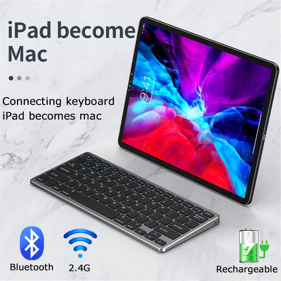 Wireless Bluetooth Keyboard For Ipad Phone Tablet Laptop Recharg