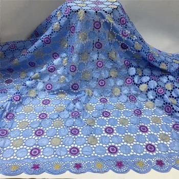 

African bazin riche fabric with brode Latest fashion embroidery bazin lace fabric with net lace 5 yards HZ060508