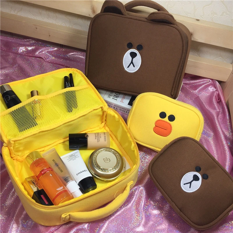 

Cartoon Brown Bear Chicken Cosmetic Bag Make Up Case Travel Makeup Organizer Toiletry Beauty Wash Zipper Women Storage Pouch
