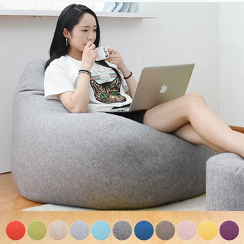 

Removable Large Lazy Sofas Cover Chairs Without Filler Cotton Linen Lounger Seat Bean Bag Pouf Puff Couch Tatami Living Room