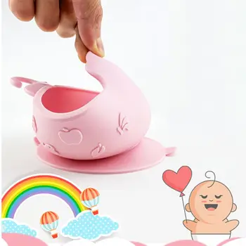 

Baby Elephant Shape Silicone Suction Cup Base Bowl Slip Resistant Learning Feeding Tableware Kids Sucker Dinnerware