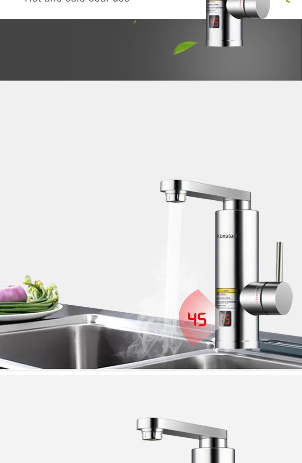 Kbxstart кухонный мгновенный Электрический водонагреватель Keuken, кран для ванной, светодиодный кран, роскошный дизайн, 3 секунды, быстрый нагреватель